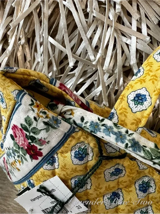 NEW Vintage VERA BRADLEY Elizabeth 1997 Hampton Zip Handles Yellow Blue Floral - Picture 4 of 14